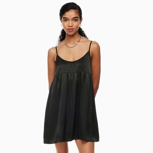 Aritzia Sunday Best Dainty Babydoll Mini Dress Black Size XL - Picture 2 of 7